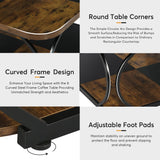 Tribesigns Square Coffee Table with 2 Tiers, 40 inches Low Farmhouse Coffee Table with Wood Storage Shelf Heavy Duty Metal Curved Frame for Modern Living Room, Black Rustic Brown Tribesigns