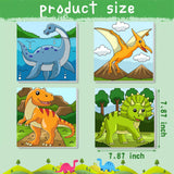 4Pack Dinosaur Paint by Number for Kids with Wooden Frame,4 Dinosaurs Canvas Paints by Number Canvas, Dinosaur Gifts for Kids Easy Paint with Numbers DIY Acrylic Oil Painting Kits for Home Wall Decor Ertyjikg