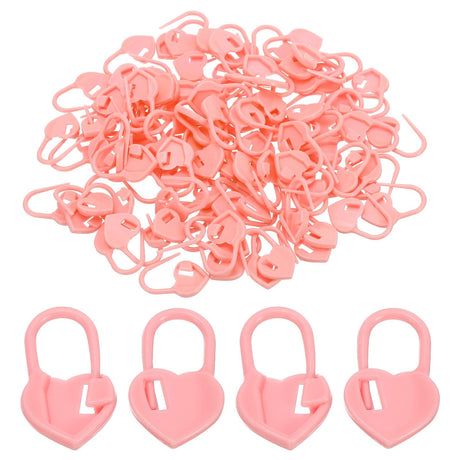 PATIKIL Crochet Stitch Markers, 100 Pack Plastic Knitting Markers Needle Pin Heart Locking Stitch Marker for Sewing Crocheting DIY Craft, Pink PATIKIL