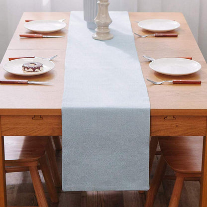 Soft Caddice Faux Linen Table Runner 2 Piece Fabric in 1 for Family Dinners or Gatherings, Indoor or Outdoor Parties, Everyday Use (12 x 72, Seats 4-6 People), Light Blue - WoodArtSupply