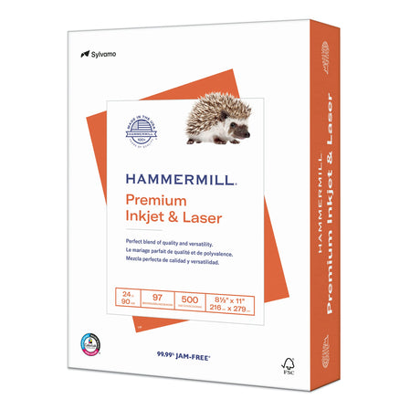 Hammermill Printer Paper, Premium Inkjet & Laser Paper 24 Lb, 8.5 x 11 - 1 Ream (500 Sheets) - 97 Bright, Made in the USA, 166140R Hammermill