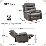 Power Swivel Recliner Chair, 270° Swivel Recliner Glider Rocker for Adults with Dual Motor, One-Key Reset Button, Electrical Adjustable Headrest and USB Ports for Living Room, Grey YiMiYom