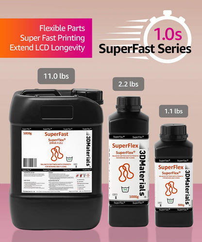 SuperFlex 3D Printer Resin, Softness 80A Simulating Flexible Rubber, Made in Korea by 3DMaterials (5000g, Clear)