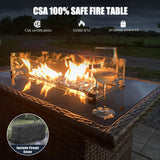 LayinSun 7 Pieces Outdoor Patio Furniture Set with Fire Pit Table, Rattan Wicker Sectional Swivel Rocker Chairs Sets with Ottomans, Swivel Glider Chairs and Coffee Table LayinSun