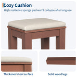 Vanity Desk with HD Mirror, LED Lights and Charging Station, Farmhouse Makeup Table with 2 Drawers and Cushioned Stool Dressing Table Shelves and Side Organizer for Bedroom Dressing Room, Brown GarveeHome