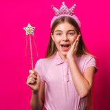 Chumia 42 Pcs Princess Fairy Wands Kit Include 28 Wooden Princess Wand, 6 Gem Stickers, 8 Ribbons, Birthday Party Supplies, Unfinished DIY Moon Butterfly Make Your Own Wand Chumia