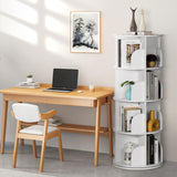 Rengue Rotating Bookshelf Tower, 4 Tiers 360 Spinning Bookshelf Revolving Bookcase Corner Bookshelf Organizer Display Bookshelf for Small Space, Bedroom, Living Room, Office, White Rengue