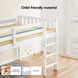 JOYMOR Twin Loft Bed Low Loft Bed Frame for Little Kids Small Room/Low Ceiling Bedrrom with Guardrail and Ladder, White JOYMOR