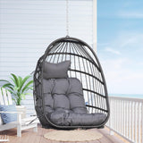 Nicesoul Patio Hanging Egg Chair No Stand, Foldable Ceiling Egg Basket Chairs Without Stand Indoor Outdoor, 350lbs Egg Shell Swing Hammock Chair with Cushion for Backyard, Balcony, Outside, Dark Grey NICESOUL