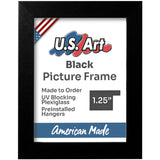 US Art Black 19.75x29.5 Puzzle Frame 1.25" Inch Wide - Handmade American Picture Frames with Preinstalled Hangers and UV Blocking Plexiglass, 19.75x29.5 Frame US Art