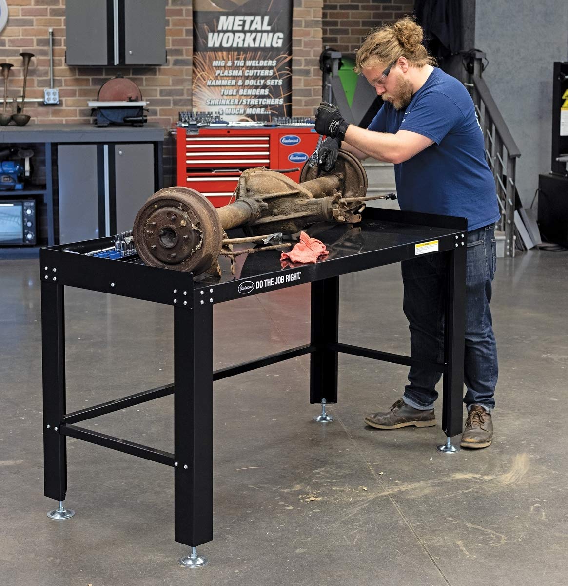 Eastwood Heavy Duty Steel Construction Shop Fully Adjustable Work Bench Holds Up to 1600 Lbs Powder Coated Finish Eastwood