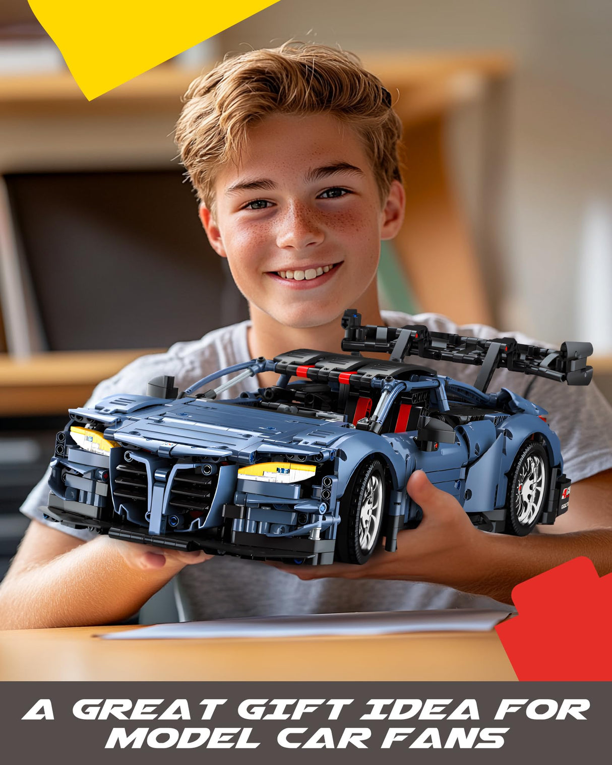 MOCBURIKU Remote Control Car Building Kit, 1/10 Scale M4 Supercar with Lights Motors Rechargeable Battery, Compatible with Technic Cars for Adults, STEM Gift for Boys Age 6 8 10 12 14+(2280 Pcs) MOCBURIKU