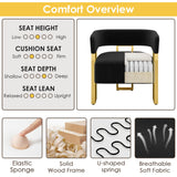 STHOUYN Modern Black and Gold Accent Chair Set of 2, Boucle Bucket Chairs Set of 2, Arm Chairs for Living Room Bedroom (2, Black) STHOUYN