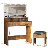 Vabches Makeup Vanity with Lighted Mirror & Power Outlet, White Vanity Set Vanity Desk, Clearance Makeup Vanity 3 Lighting Colors, Brightness Vabches