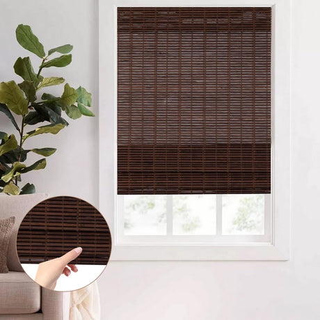 BTAMREE Cordless Bamboo Roman Shade Blind, Woven Wood Roll up Roman Window Shades for Interior Windows, Home and Garden, Light Filtering Natural Bamboo Shades (36''W x 72''H) Btamree