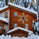 hogardeck Snowy Christmas Star Wreath, 48 Inch Artificial Large Christmas Wreath with Berry Pine Cones Bow-tie 120 Lights, Pre-lit Snowflake Wreath for Xmas Home Wall Front Door Indoor Outdoor, 4 FT﻿ hogardeck