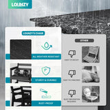 LOUNZY 9-Piece Patio Dining Set, 90'' Outdoor HDPE Luxury Table with 8 Weather-Resistant Chairs for Backyard, Deck, Lawn, Poolside, Black LOUNZY