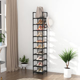 LANTEFUL Tall Narrow Shoe Rack for Entryway, 10-Tier Sturdy Metal Shoe Shelf Storage 10-15 Pairs of Shoes and Boots, Space Saving Corner Shoe Rack Organizer for Closet,Doorway,Garage,Living Room LANTEFUL