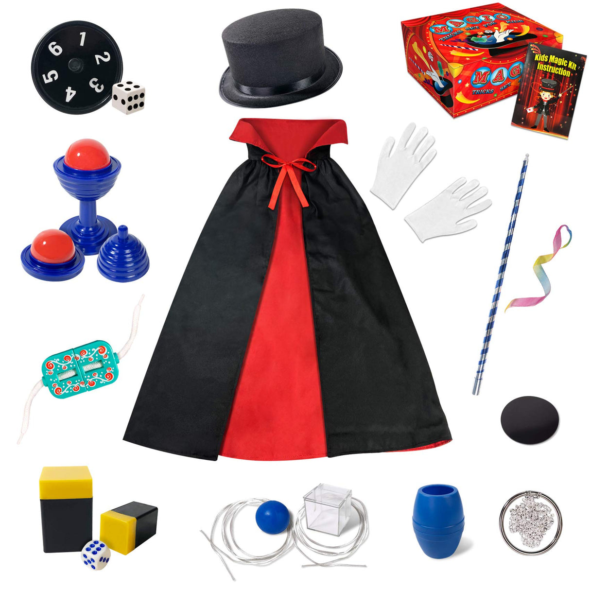 Heyzeibo Magic Kit for Kids - Magic Tricks Games Toy for Girls & Boys, Magician Pretend Play Dress Up Set with Magic Props & More Magic Tricks, Instruction Manual, for Beginners Toddlers Heyzeibo