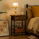 HOOBRO End Table with Charging Station, Narrow Side Table, Flip Top Nightstand with USB Ports and Outlets, Bedside Tables with Shelf for Small Spaces, Living Room, Rustic Brown BF341BZ01 HOOBRO