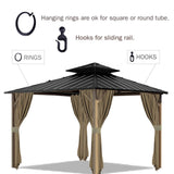 slashome 10'x12' Gazebo Curtains Outdoor Waterproof, Khaki Universal Replacement Curtain 4-Panels, Sidewalls with Zipper for Garden, Patio, Yard (Only Curtains) slashome