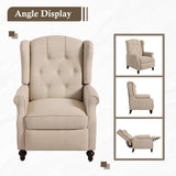 PALLOME Wingback Recliner Chair with Massage and Heat Tufted Fabric Push Back Arm Chair, Recliner Chair for Living Room Bedroom Home Theater (2,Beige) PALLOME
