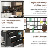 Twin Size Loft Bed with U-Shaped Desk & RGB LED Lights, Twin Loft Metal Bed Frame with Charging Station Bunk loft bed with 3 Drawers, Safety Guard & Ladder, 3 Pegboards, No Box Spring Needed, BlacK CSZZD