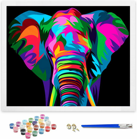 Hiolife Paint by Number Kits for Adults,Kids, Beginners, with Brushes and Acrylic Pigment, 20x16 Inch Elephant - Frameless Hiolife