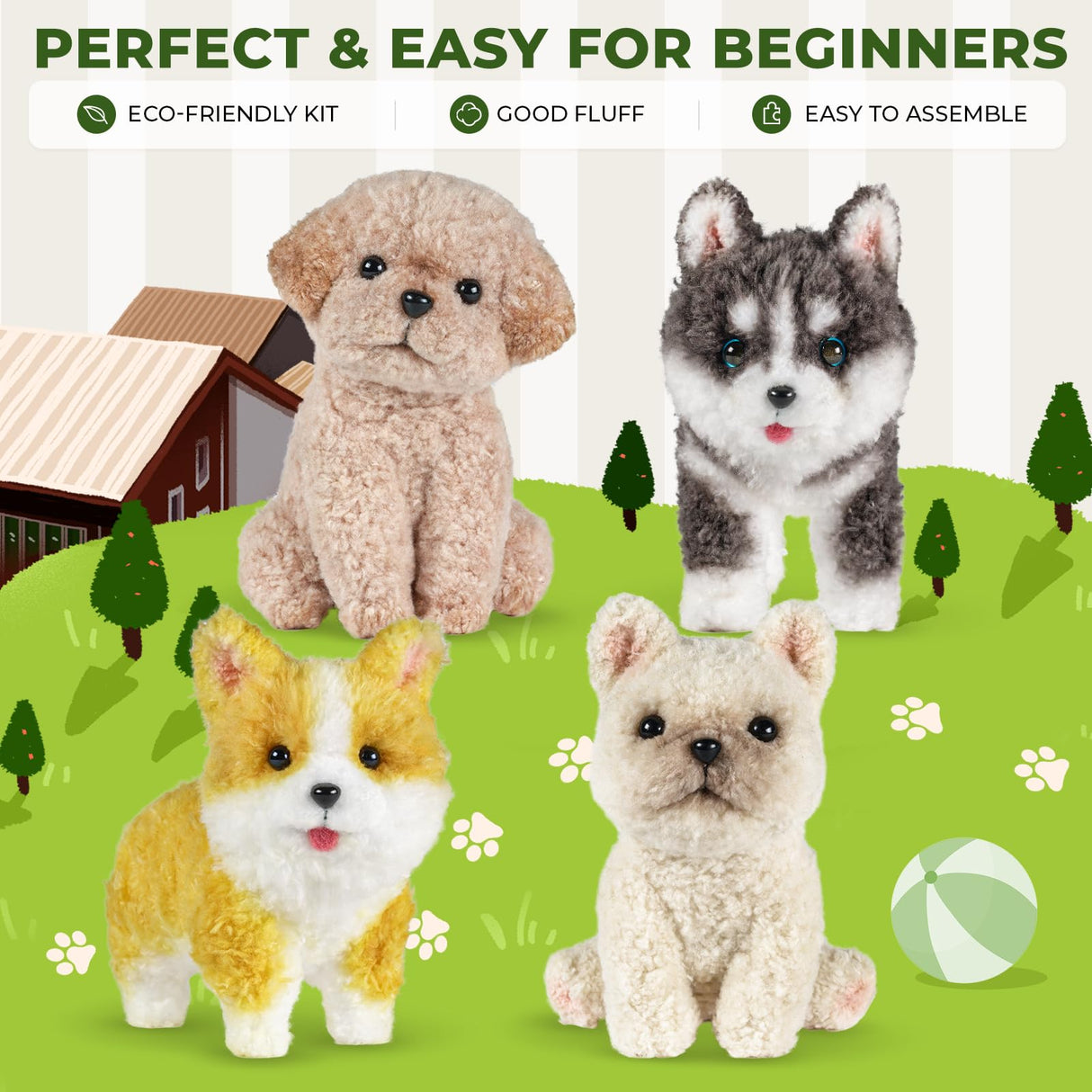 Pipe Cleaners Craft kit, A Pipe Cleaner kit Suitable for Beginners. It Includes a Kits for Making The Shapes of 4 Dogs and Comes with Simple and Easy-to-Understand Video tutorials. MOREJMTT