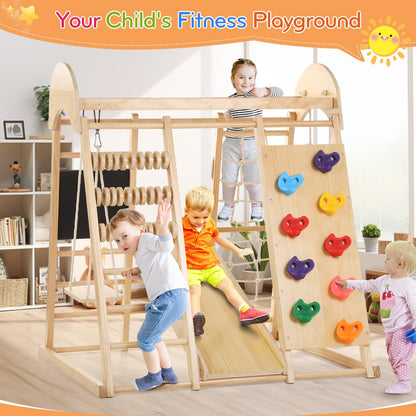 Indoor Jungle Gym, Toddler Climbing Toys Indoor, 8 in 1 Indoor Playground Climbing Toys for Toddlers with Swing Slide Ladder Monkey Bars Playground