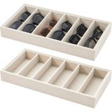 Juexica 2 Pcs Velvet Sunglasses Organizer Tray 6 Grid Sunglass Organizer Velvet Tray Stackable Glasses Display Case for Women Glasses Jewelry Display Watch (Beige) Juexica
