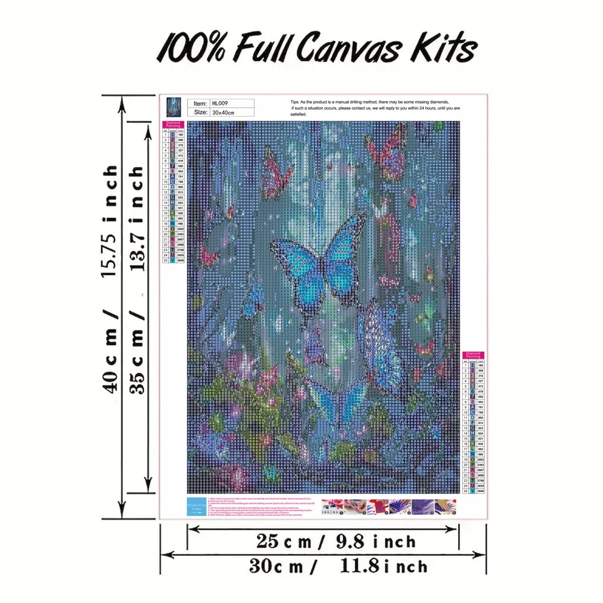 GEMFAMILY Butterfly Diamond Art Kits for Adults,5D Diamond Painting Kits for Butterfly Forest,DIY Round Full Drill Diamond Painting Kits for Beginner Home Wall Decor12 X 16Inch GEMFAMILY