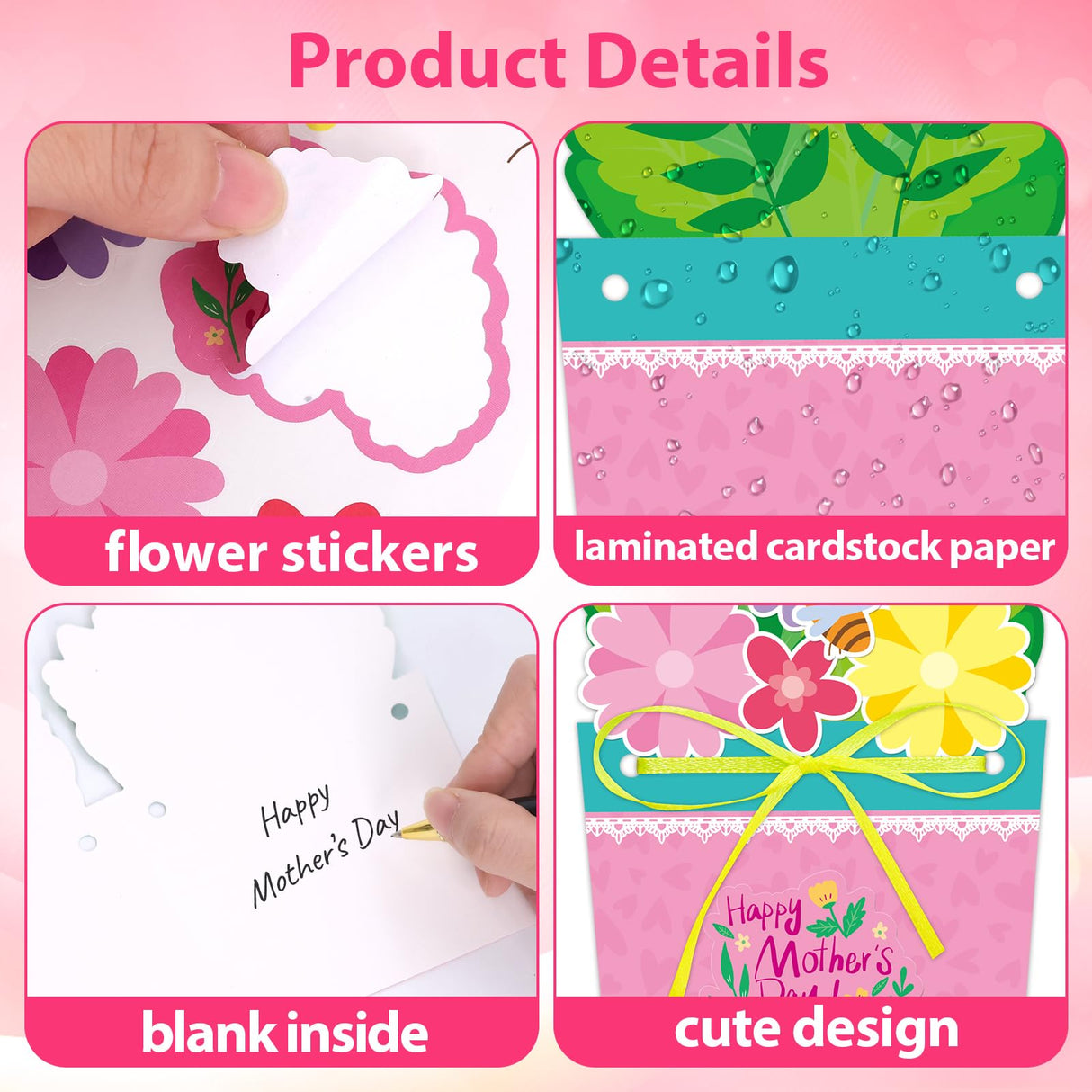 Fancy Land 24 Sets Mothers Day Crafts for Kids DIY Greeting Card Making Kit Mothers Day Cards with Envelopes Classroom Activities Gifts for Mom Fancy Land