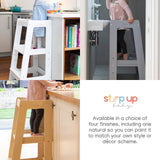 Stepup Baby Toddler Tower Step High Chair | Montessori Inspired | Kitchen Wooden Step Stool for Preschool Kids | Adjustable for 18 Month - 5 Years | Includes Safety Rail (Natural Wood) Stepup Baby