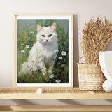 FUKVHIL Paint by Number Kits White Cat Among Flowers Canvas DIY Oil Painting for Adults Beginner with Brushes and Acrylic Pigment 16x 20inch (Without Frame) FUKVHIL