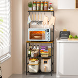 4 Tier Coffee Bar Station, Coffee Stand with 8 S-Shaped Hooks, Large Space Coffee Station Table, Farmhouse Coffee Bar Shelf, Bakers Rack for for Kitchen, Living Room, 24.41" W x 15.78" D x 57.17" H DAOUTIME