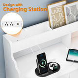 Yeyawomy 9 Drawers Dresser with LED Light, Dresser for Bedroom with Power Outlet, Modern Chest of Drawers, Storage Dresser with Open Storage Space, Dressers & Chests of Drawers for Closet (White) Yeyawomy