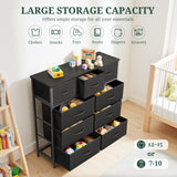 9-Drawer Dresser for Bedroom, Anti-Tip Tall Storage Organizer Chest of Drawers with Wooden Top and Metal Frame Fabric Bins for Closet, Living Room, Hallway, Entryway, Black SageNest