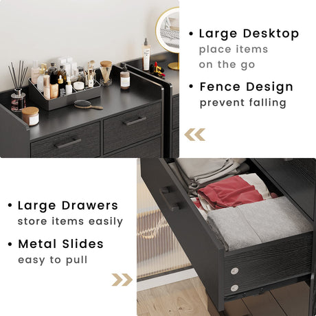 Hasuit Black 6 Drawer Dresser, Wooden Storage Chest of 6 Drawers, Vertical Large Capacity Clothing Storage Organizer, Tall Dressers for Bedroom, Hallway, Entryway Hasuit