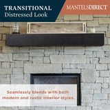 MANTELSDIRECT Dakota 72 Inch Pine Wood Floating Fireplace Mantel Shelf - Coffee Bean Brown | 9" Depth - Beautiful Wooden Rustic Mantel for Fireplaces, Living Rooms, Electric Fireplaces, and Below TVs MANTELSDIRECT
