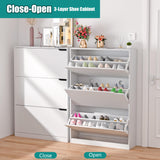 Shoe Storage Cabinet for Entryway with 3 Flip Drawers, Sturdy Wood Hidden Shoe Storage, Freestanding Narrow Slim Shoe Organizer for Front Door Entrance, Living Room, Hallway, Bedroom, White Xixini