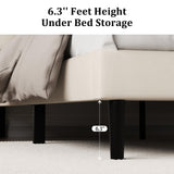 CXVX Full Size Platform Bed Frame with Upholstered Velvet Button Tufted Headboard, Mattress Foundation with Wooden Slat Support, No Box Spring Needed, Easy Assembly, Noise Free, Beige CXVX