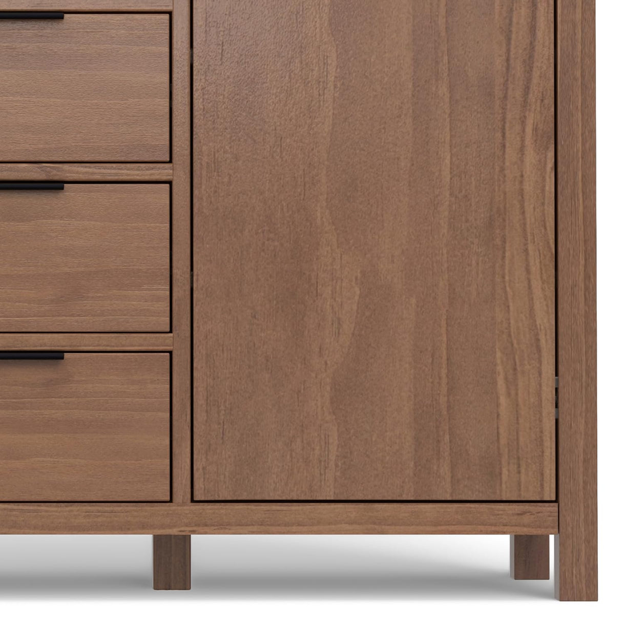 SIMPLIHOME Hollander Buffet - 54 inch Wide Solid Wood 3-Door Sideboard Buffet in Medium Saddle Brown, Contemporary Storage Cabinet for Dining Room or Kitchen with Adjustable Shelves and Metal Handles SIMPLIHOME