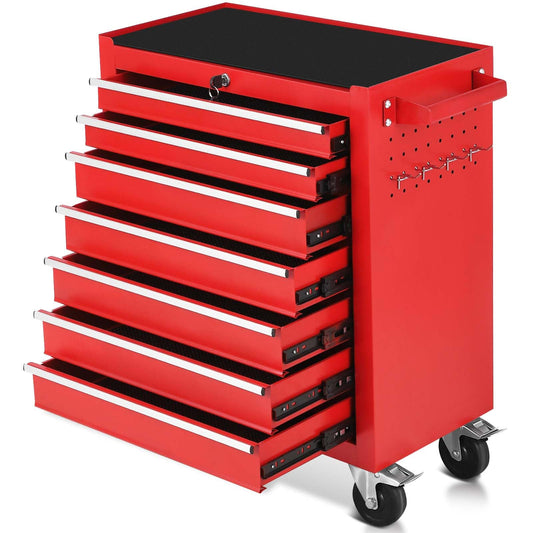 7-Drawer Metal Rolling Tool Chest with Wheels,Heavy Duty Tool Storage Cabinet with Locking System,Toolbox with Wheels for Garage, Warehouse, Workshop, Repair Shop - WoodArtSupply