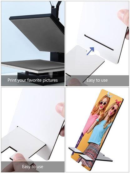 4 Pieces Sublimation Blank Phone Stand Cell Phone Stand Sublimation Phone Holder for Desk Wood Smartphone Holders DIY Craft Sublimation Phone Charging Holder for Desktop Office Table Home Kitchen