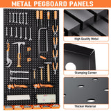INCLY 48x24 Inch Metal Peg Board Kit with 1/4" Pegboard Hooks Accessories, 4PCS Pegboard Panels and 156PCS Black Pegboard Wall Organizer Tool Storage System for Garage Workbench Shed INCLY