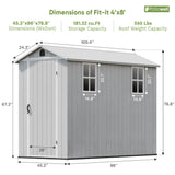Patiowell 4 x 8 FT Plastic Outdoor Storage Shed with Floor, Resin Outside Tool Shed with Two Windows and Lockable Door for Garden, Backyard, Tool Storage Use, Easy to Install, Light Grey(Fit-it Shed) Patiowell