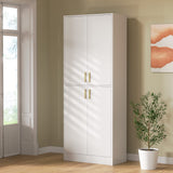 Cozy Castle 71" Tall Kitchen Pantry, Freestanding Pantry Cabinet with Adjustable Shelves and Doors for Kitchen, Dining Room, White Cozy Castle