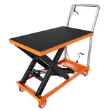 Hydraulic Lift Table Cart, 500lbs Capacity 28.5" Lifting Height, Manual Single Scissor Lift Table with Locking Wheels and Non-Slip Pad, Hydraulic Scissor Cart for Material Handling and Transportation GarveeTech