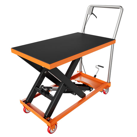 Hydraulic Lift Table Cart, 500lbs Capacity 28.5" Lifting Height, Manual Single Scissor Lift Table with Locking Wheels and Non-Slip Pad, Hydraulic Scissor Cart for Material Handling and Transportation GarveeTech